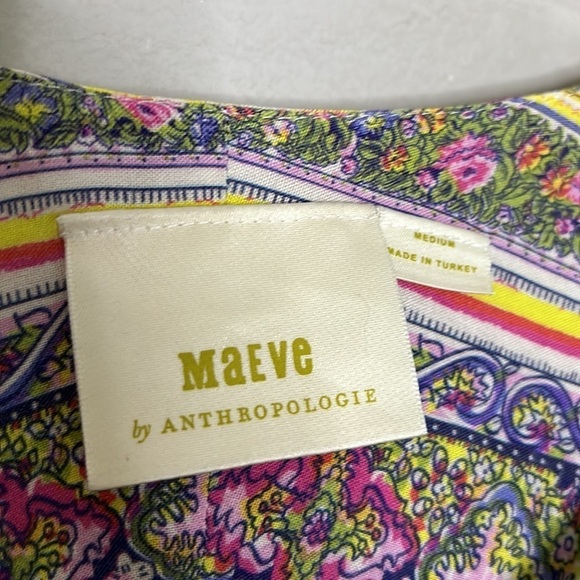 Maeve Anthropologie Ceresco Peasant Blouse boho Shirt Multi Pastel floral top Md - Picture 6 of 10
